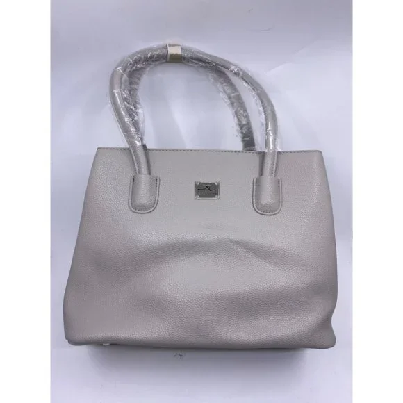 Jessica Moore Gray Large Faux Leather Tote Bag - Picture 2 of 11